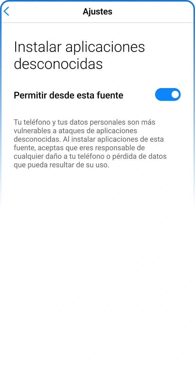 Habilita los permisos en tu dispositivo para instalar la APK de Stake.