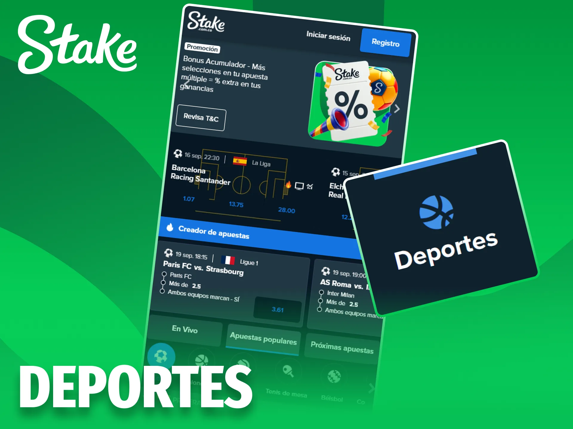 Apuesta en tus disciplinas deportivas preferidas dentro de Stake app.