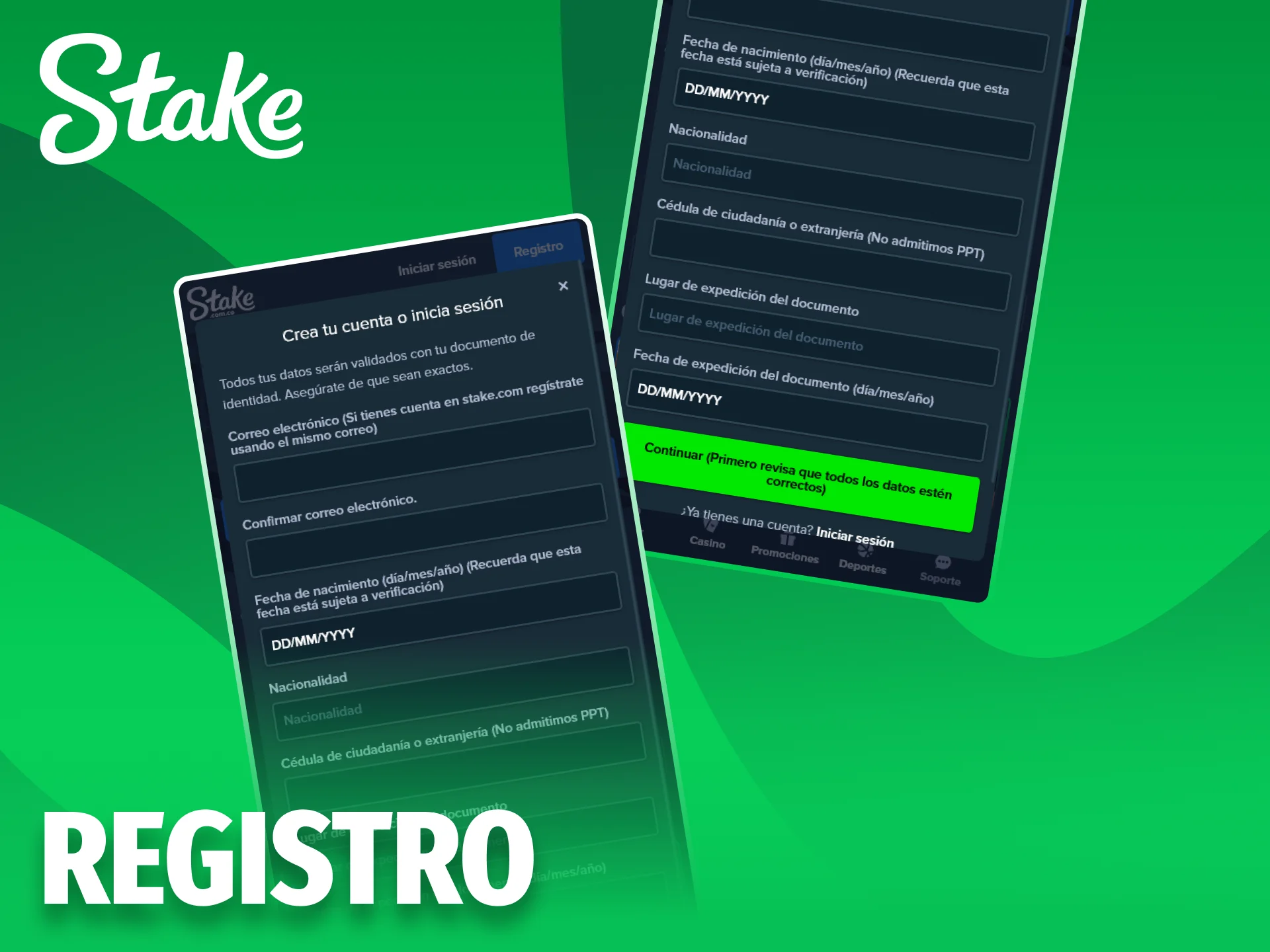 Crea una cuenta nueva usando la aplicación de Stake hoy.