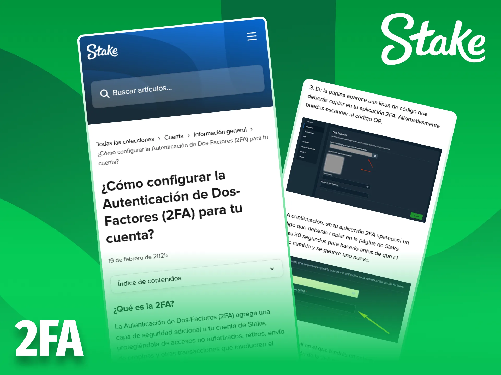 Configura los permisos de seguridad y 2FA en Stake app.