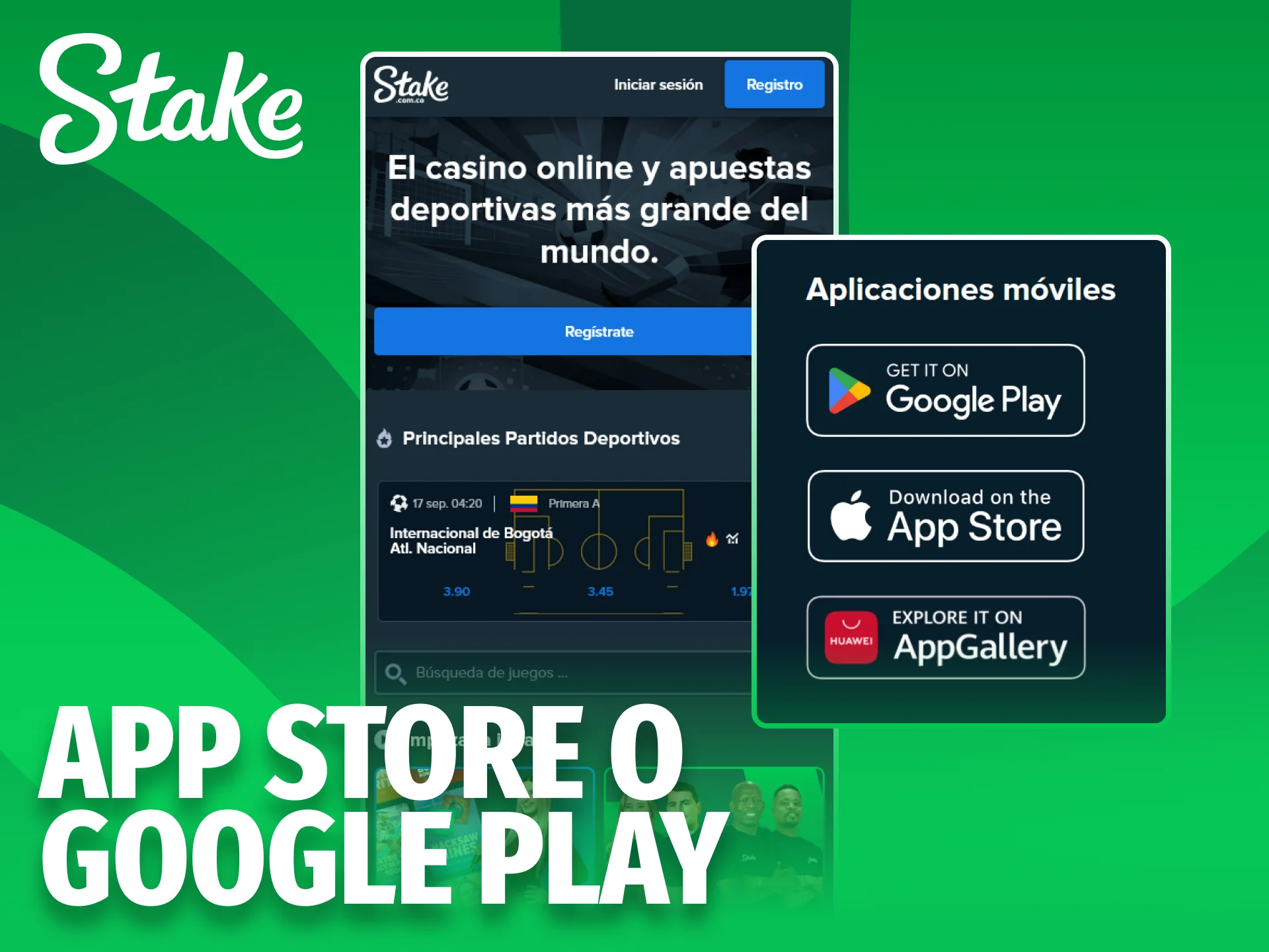 Encuentra las opciones para obtener la aplicación móvil de Stake.