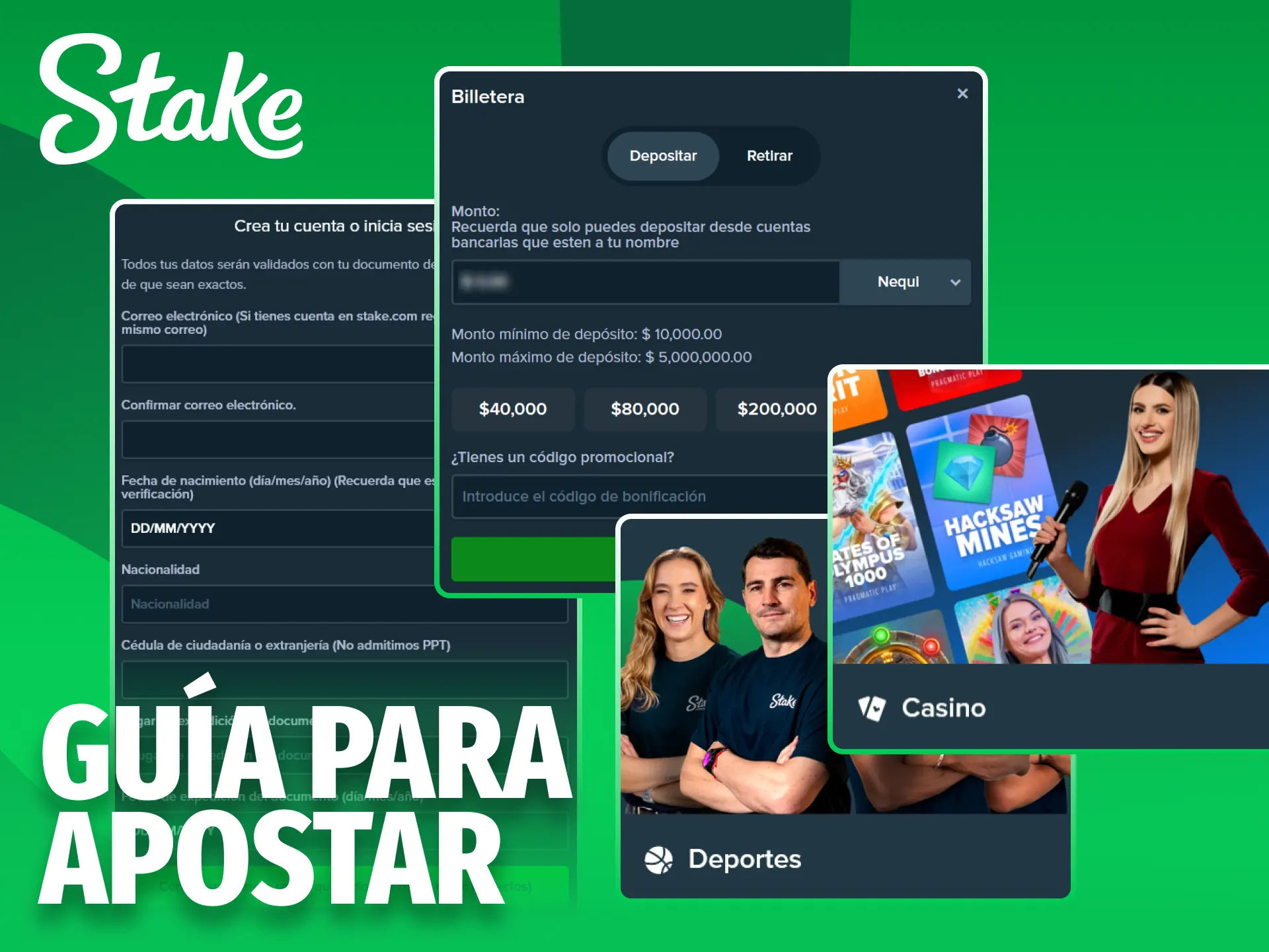 Sigue las instrucciones para completar tu primera apuesta en Stake.