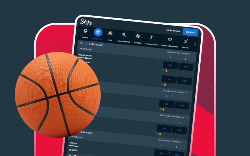 Pronostica los partidos de baloncesto en la categoría de deportes de Stake.