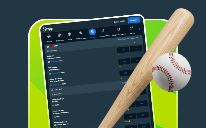 Elige el deporte de béisbol y realiza tus mejores apuestas en Stake.