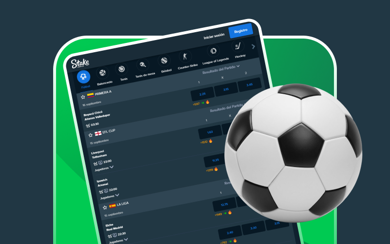 Realiza tus apuestas de fútbol en el deporte principal de Stake.