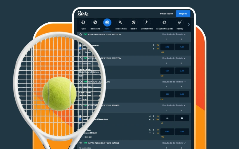 Disfruta del deporte del tenis haciendo apuestas en la plataforma Stake.
