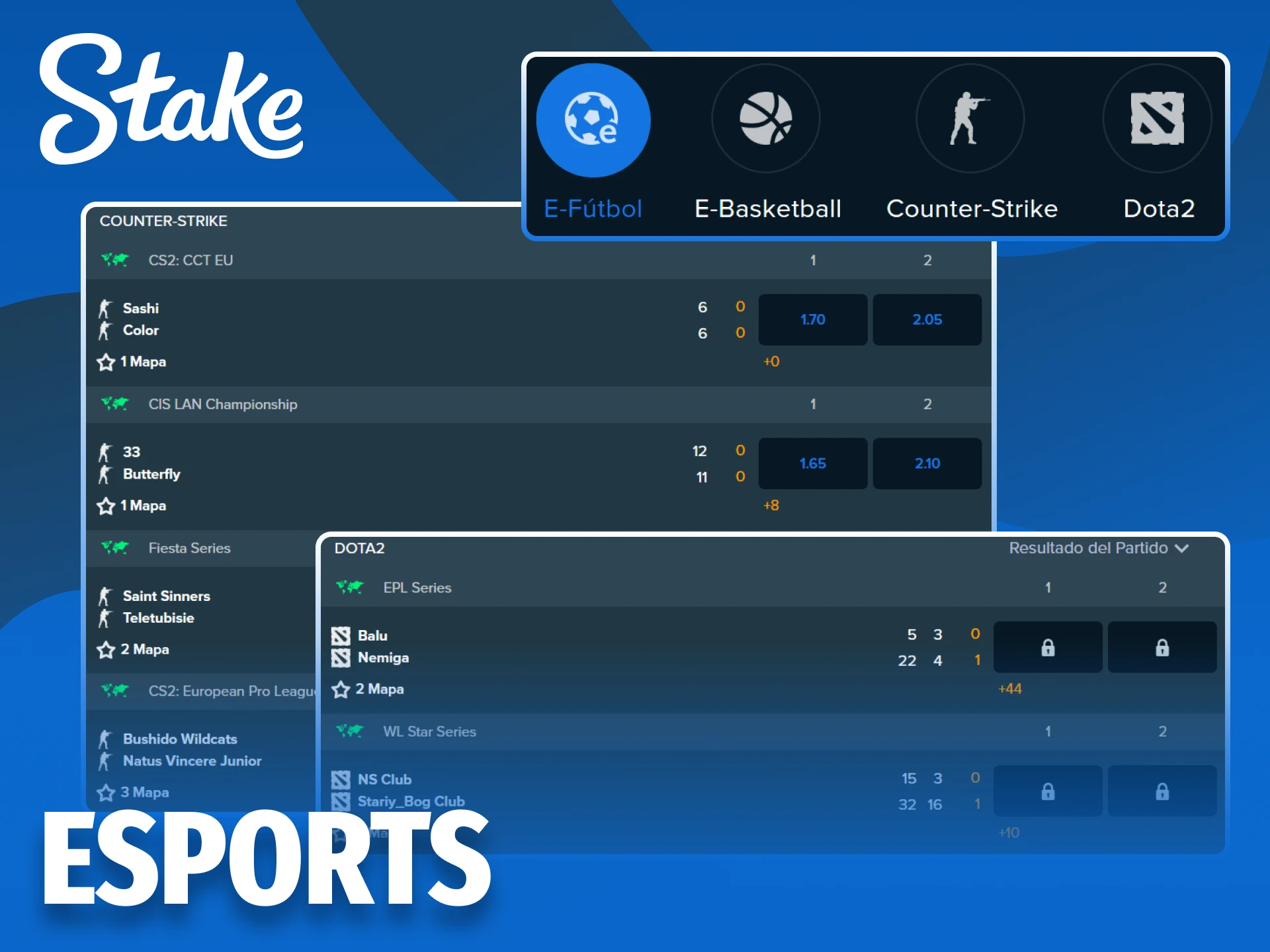 Haz tus pronósticos en los mejores torneos de esports dentro de Stake.