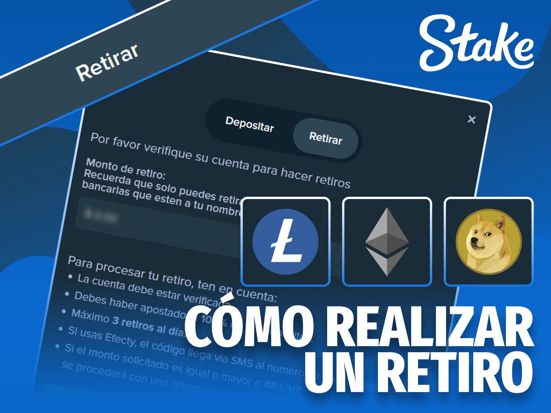 Retira tus ganancias con el método de pago cripto en Stake.