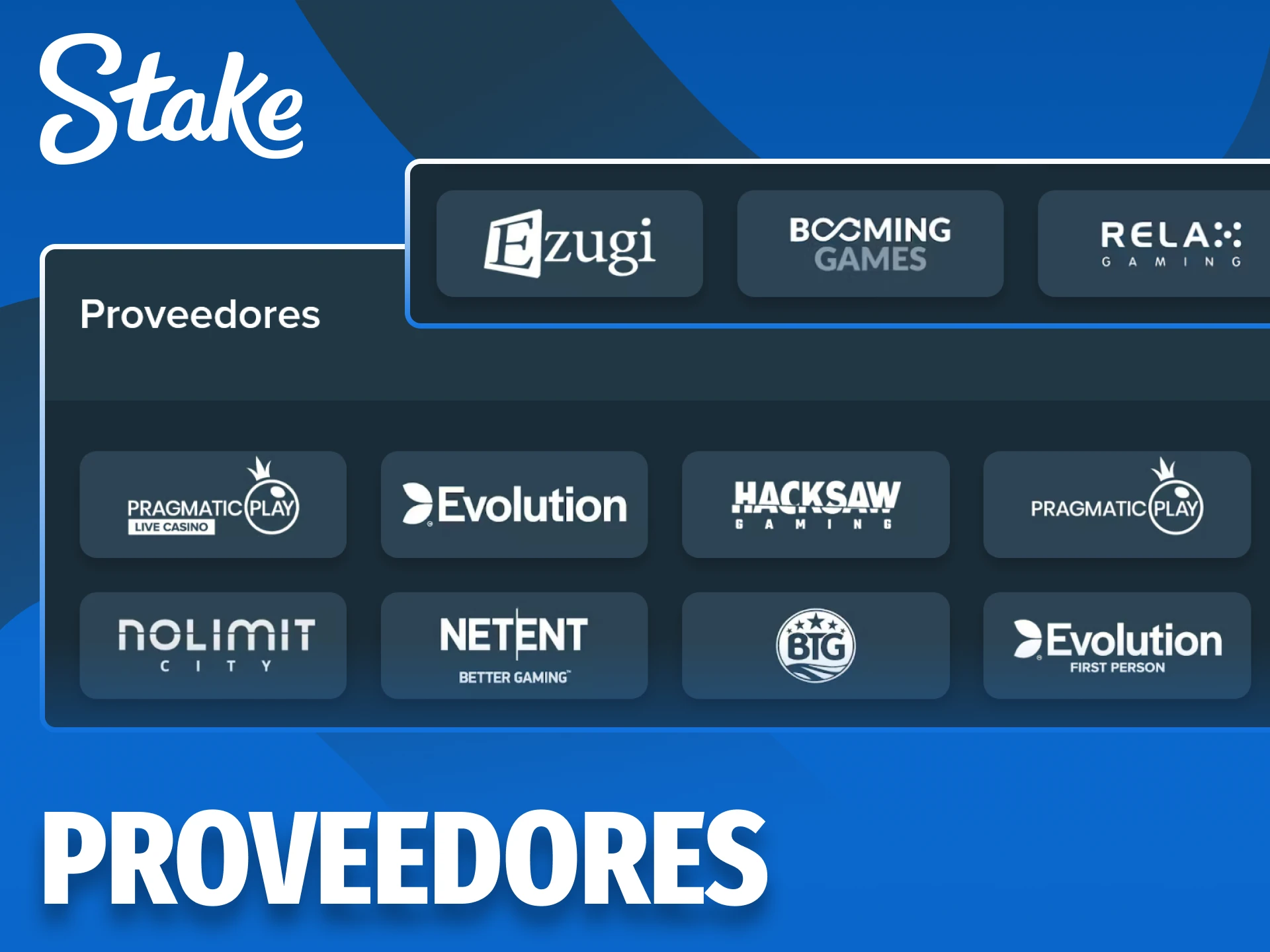 Conoce los proveedores de software destacados que colaboran con el casino Stake.