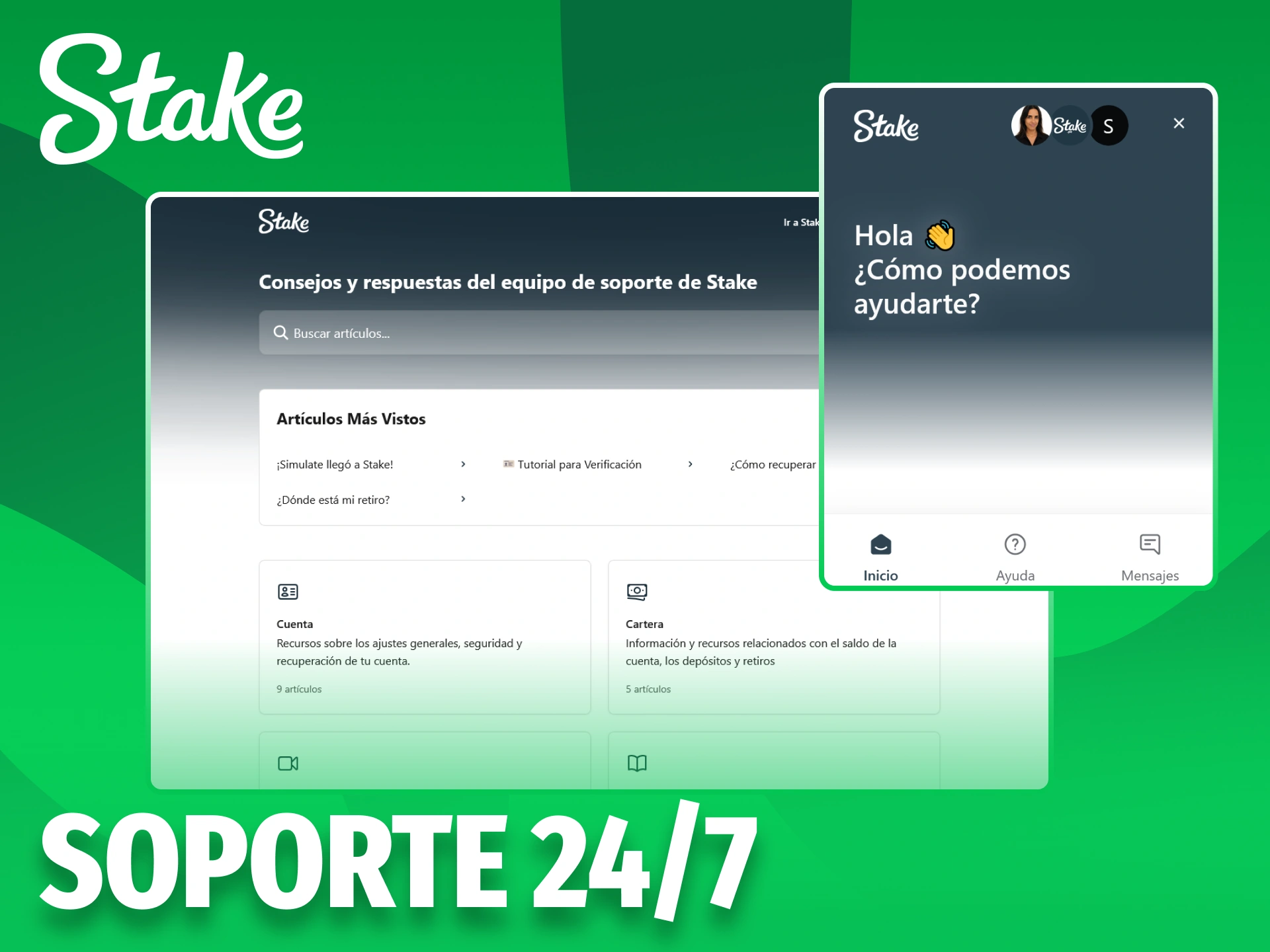 Contacta con el servicio de atención al cliente de Stake en cualquier momento.
