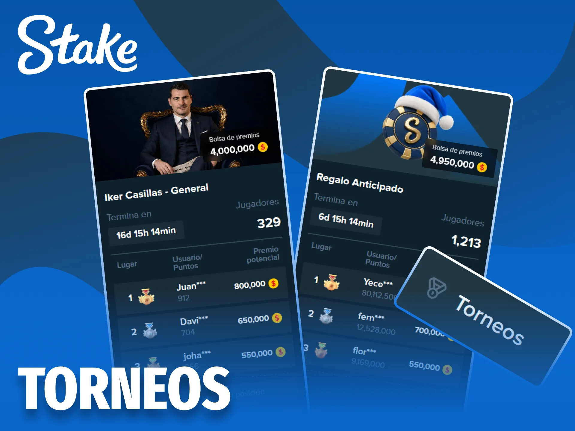 Compite en los torneos de casino de Stake por grandes premios.