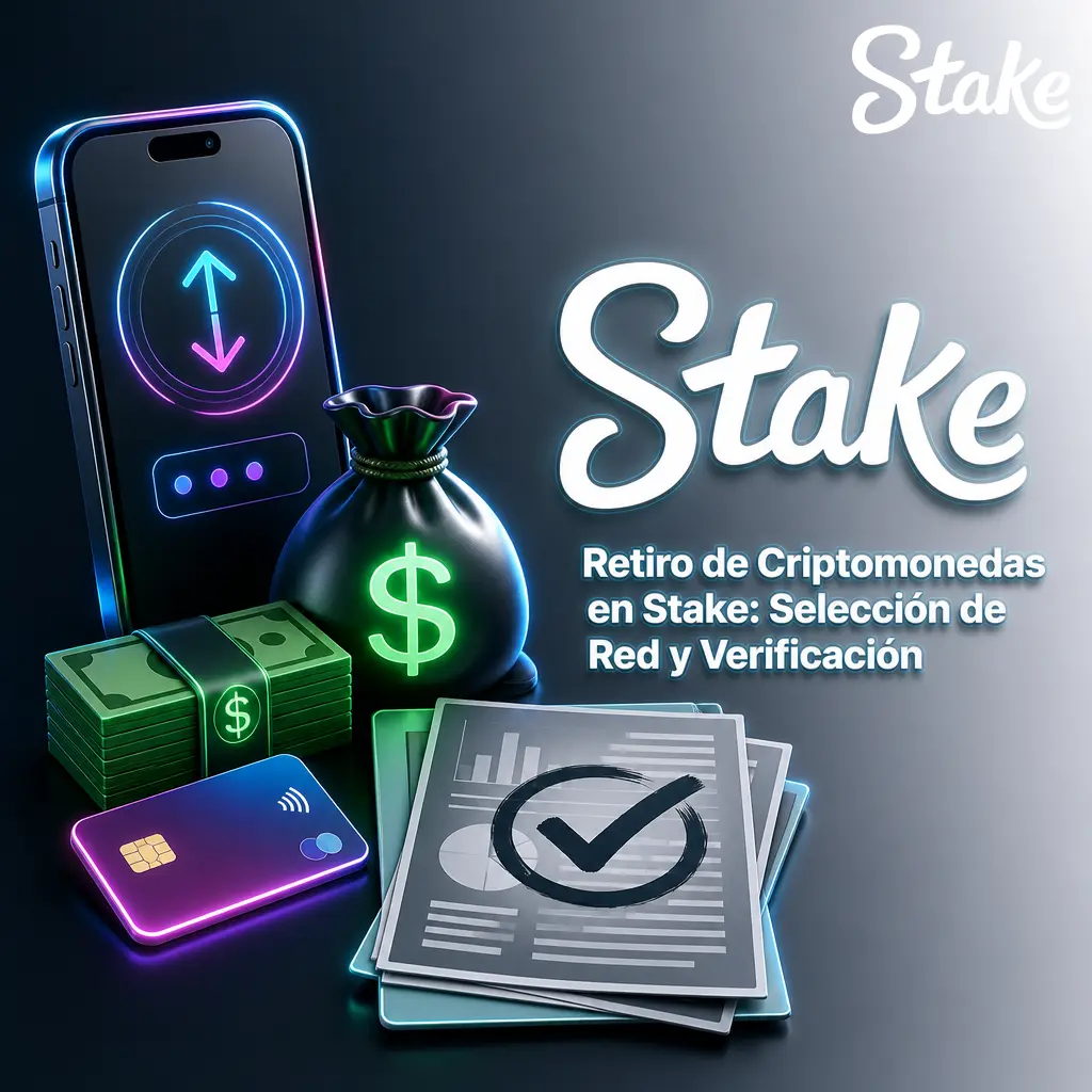 Pasos para retirar criptomonedas en Stake: selecciona la red correcta, pega tu wallet y verifica tu identidad antes de confirmar.